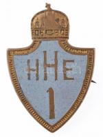 Osztrák-Magyar Monarchia 1914-1916. 1. Honvéd Huszárezred zománcozott és aranyozott jelvény, hátoldalán ARKANZAS BUDAPEST gyártói jelzéssel (20x29mm) T:2 Austro-Hungarian Monarchy 1914-1916. 1st Honved Hussar Regiment enamelled and gold plated badge with ARKANZAS BUDAPEST makers mark on back (20x29mm) C:XF
