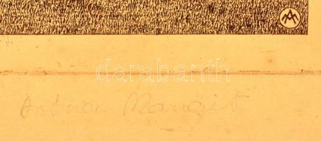 Artner Margit (1954- ): Szírének. Rézkarc, papír, jelzett, fa keretben, 22x18 cm