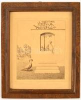 Artner Margit (1954- ): Szírének. Rézkarc, papír, jelzett, fa keretben, 22x18 cm