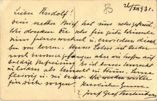 1931 Székelyhíd, Sacueni; Gróf Stubenberg kastély. Hátoldalon Gróf Stubenberg József levele / Schlos...