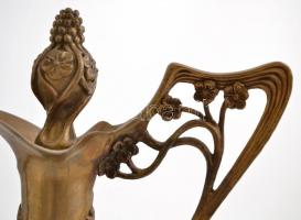 J.B.T.  anno 1906 szecessziós stílusú modern karaffa pár, kézzel festett fajansz, réz szerelékekkel,...