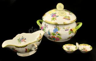 Herendi Viktória mintás étkészlet ( 26 db), kézzel festett, jelzett, hibátlan