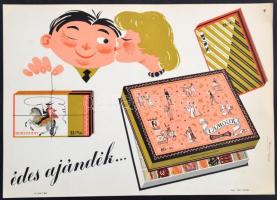 1960 Mohrlüder Vilmos (1899-1993): Édes ajándék..., reklámplakát, 23×32,5 cm