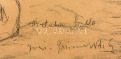 Iványi jelzéssel: Anya a gyermekeivel. Ceruza, papír, üvegezett keretben, 24×31 cm