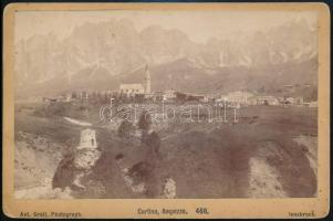 1895 Az olasz dél-tiroli Cortina dAmpezzo látképe, Gratl fotó, 11×16 cm / Cortina dAmpezzo, Südtirol, South Tyrol
