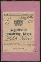 1905 Trencsénben (Felvidék) kiállított népfölkelési igazolvány, II. ker. Ganz-gyári igazolványi lappal, jó állapotban
