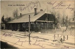 1916 Molchad, Moltschadz; Bahnhof / railway station in winter + K.u.K. Etappen ... Magazin