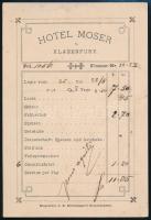 cca 1870 A Hotel Moser Klagenfurt, Ausztria kitöltött szállodai számlája