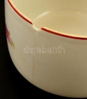 Zsolnay teás kancsó + 4 db csésze, matricásak, jelzettek, apró kopásokkal, az egyik sérült különböző...