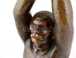 Loósz József (1908-1985): Sarló-kalapács. Bronz, jelzett, bronz talapzaton, m: 44 cm (50 cm)