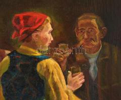 Olvashatatlan jelzéssel: Asztalnál. Olaj, vászon, keretben, 60×90 cm