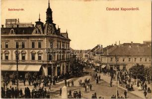 1907 Kaposvár, Széchenyi tér, Erzsébet Szálló, Geiszler Nep. János üzlete. Kiadja Hagelmann Károly