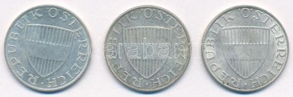 Ausztria 1958-1973. 10Sch Ag (3x) T:1-,2 Austria 1958-1973. 10 Schilling Ag (3x) C:AU,XF Krause KM#2...