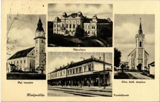 1942 Kisújszállás, Református templom, Városháza, Római katolikus templom, Vasútállomás + KISÚJSZÁLLÁS POSTASZEKRÉNYBŐL