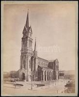 cca 1875-1880 Budapest, Bakáts téri templom, kartonra ragasztott jelzetlen fotó Klösz György műterméből, 18×25 cm