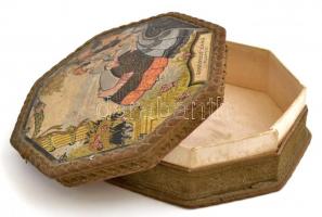 "Confiserie Lukács Budapest" feliratos díszes régi doboz, d: 16,5 cm