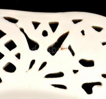 cca 1900 Herendi mezei virág mintás áttört tányér, kézzel festett, jelzett, alján apró hajszál reped...