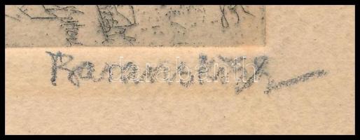 Baranszky Emil László (1877-1941): Richmond park, rézkarc, papír, jelzett, 11,5×8,5 cm