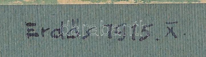 Erdős jelzéssel: Tájkép. Akvarell, papír, 6×8,5 cm