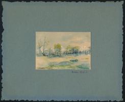 Erdős jelzéssel: Tájkép. Akvarell, papír, 6×8,5 cm