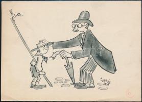 Tamás 1929 jelzéssel: Cserkész grafika. Megjelent. Akvarell, papír. Jelzett. 13x18 cm