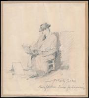 Pataky Ferenc(1897-?): Kiss Farkas Imre portréja. Ceruza, papír, jelzett, 14×12 cm