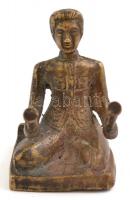 Kambodzsai zenész figura, réz, m: 6,5 cm