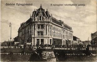1913 Nyíregyháza, Takarékpénztár Palota, piac. Kiadja Ferenczi (EK)