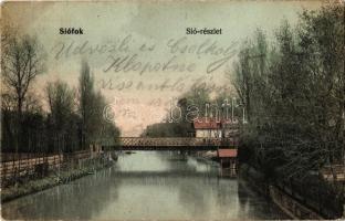 1907 Siófok, Sió részlet, híd. M. T. és F. V. Koch és Pór (kis szakadás / small tear)