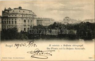 1900 Szeged, Színház, Stefánia sétány. Kiadja Schmidt Edgar 5029b.