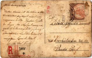 1926 Taktaharkány, a levélíró Deák István taktaharkányi háza és bor, sör és pálinkamérés üzlete, a c...