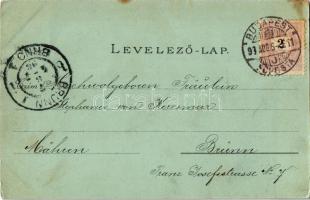 1898 Budapest, Duna, Lánchíd, Margit híd. Ottmar Zieher litho (EK)