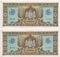 1945. 100.000P (2x) sorszámkövetők + 1946. 100.000.000P (2x) sorszámkövetők T:II-III
