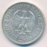 Német Harmadik Birodalom 1936F 5M Ag "Hindenburg" T:2
German Third Reich 1936F 5 Mark Ag ...
