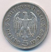 Német Harmadik Birodalom 1936E 5M Ag "Hindenburg" T:2
German Third Reich 1936E 5 Mark Ag ...