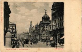 Budapest VIII. Erzsébet körút (Blaha Lujza tér), villamos, üzletek (gyűrődés / crease)