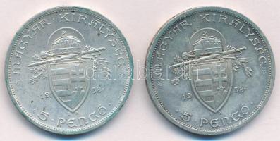 1938. 5P Ag "Szent István" T:1,-1 patina Adamo P8.1