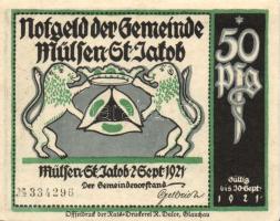 Német Birodalom/Weimari Köztársaság/Mülsen-St. Jacob 1921. 50Pf 8klf teljes sor T:I