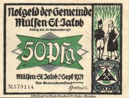 Német Birodalom/Weimari Köztársaság/Mülsen-St. Jacob 1921. 50Pf 8klf teljes sor T:I