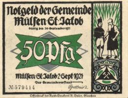 Német Birodalom/Weimari Köztársaság/Mülsen-St. Jacob 1921. 50Pf 8klf teljes sor T:I