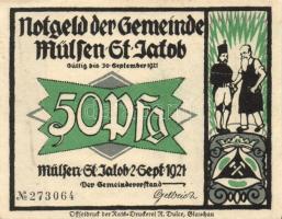 Német Birodalom/Weimari Köztársaság/Mülsen-St. Jacob 1921. 50Pf 8klf teljes sor T:I