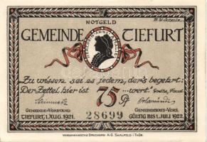 Német Birodalom/Weimari Köztársaság/Tiefurt 1921. 25Pf, 50Pf 2klf, 75Pf összesen 4klf teljes sor T:I