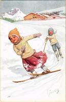 Wintersport / Skiing children, winter sport. B.K.W.I. 2900-3. s: K. Feiertag