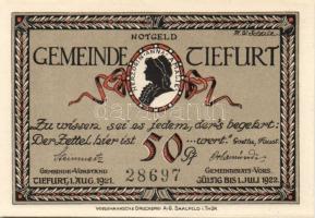 Német Birodalom/Weimari Köztársaság/Tiefurt 1921. 25Pf, 50Pf 2klf, 75Pf összesen 4klf teljes sor T:I