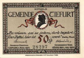 Német Birodalom/Weimari Köztársaság/Tiefurt 1921. 25Pf, 50Pf 2klf, 75Pf összesen 4klf teljes sor T:I