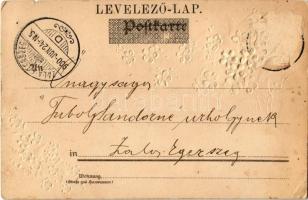 1900 Csáktornya, Cakovec; dombornyomott virágos lap aranyszínű "Üdvözlet Csáktornyáról!" f...