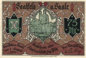 Német Birodalom/Weimari Köztársaság/Saalfeld 1921. 75Pf 5klf teljes sor T:I