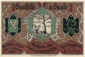 Német Birodalom/Weimari Köztársaság/Saalfeld 1921. 75Pf 5klf teljes sor T:I