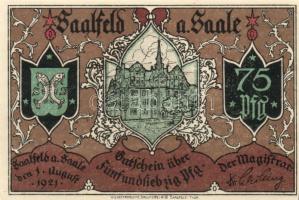 Német Birodalom/Weimari Köztársaság/Saalfeld 1921. 75Pf 5klf teljes sor T:I