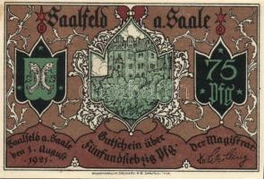 Német Birodalom/Weimari Köztársaság/Saalfeld 1921. 75Pf 5klf teljes sor T:I